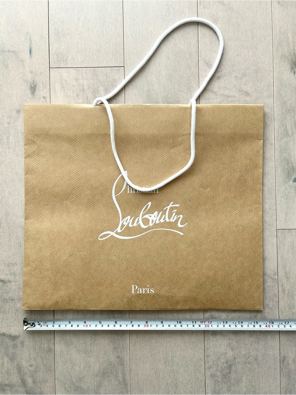 Christian Louboutin Tan Paper Shopping Bag with White Logo